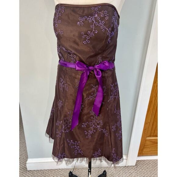 Jessica McClintock Gunne Sax Dress SZ 9 Strapless Taffeta Tulle 80’s 90’s Prom - Picture 2 of 11